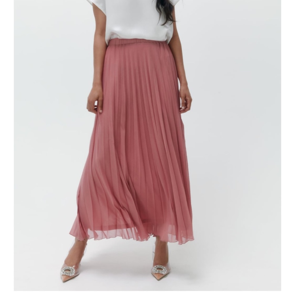 ZARA | NWT LONG PLEADED SKIRT DUSTY Pink
